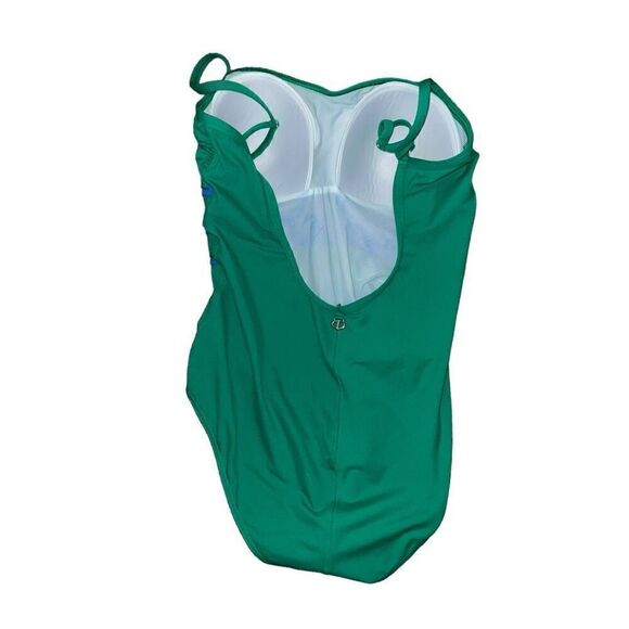 IODIS PAR PIERRE MARTINEZ Green & Blue Padded One Piece Swimsuit Size 14 - Picture 2 of 8